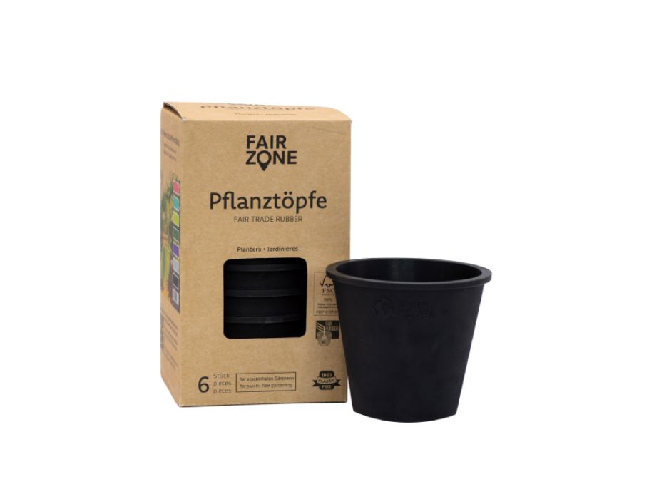 Fairzone - Plantenpotten - Natuurrubber - Zwart - 6 Stuks