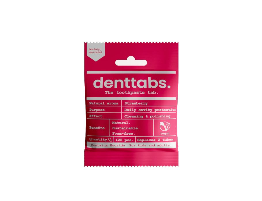 Denttabs - Tandpasta Tabletten - Met Fluor - Aardbei - 125st