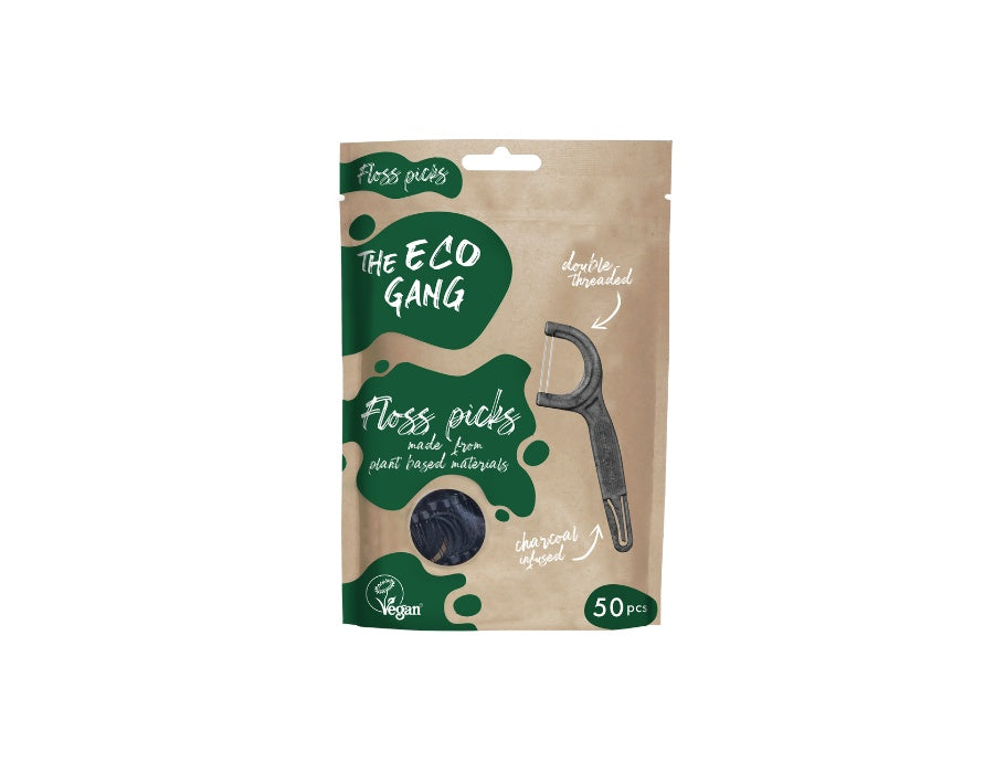 The Eco Gang - Floss Picks Charcoal - 50 st