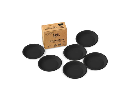Fairzone - Onderzetters Voor Plantenpotten - Rubber - Zwart - 6 stuks
