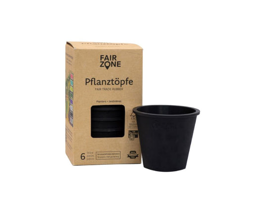 Fairzone - Plantenpotten - Natuurrubber - Zwart - 6 Stuks