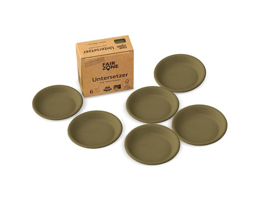 Fairzone - Onderzetters Voor Plantenpotten - Rubber - Olive - 6 Stuks